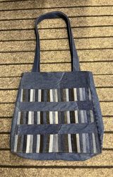Upcycled Blue Denim Patchwork Tote Handbag