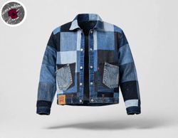 Upcyled Levi’s denim patchwork jacket’s