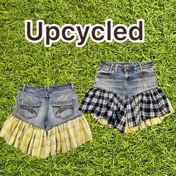 Upcycled Y2K Denim Ruffle Shorts