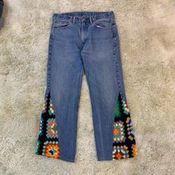 Upcycle Levis Denim Jeans With Crochet (Dv-9-208)