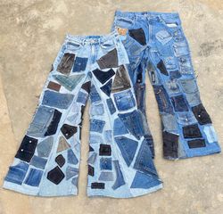 Upcycled Denim Patchwork Baggy Jeans