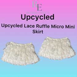 Upcycled Lace Ruffle Micro Mini Skirt