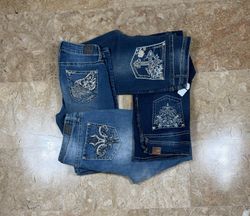 THB00073 Y2K embellished embroidery Bootcut Jeans ..