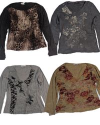 Y2K Aesthetic Embellished Long-Sleeve Tops(TR-1032..