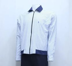 CR01001 Upcycled Ralph Lauren Striped Zip-Front Ja..