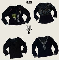 Y2K Black Rave Full Sleeve Tops (AA-1332)