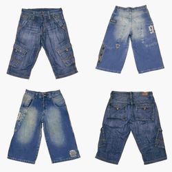 Y2K Skater Cargo Denim Shorts