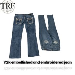 #136 y2k embellished and embroidered jeans