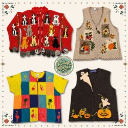 Vintage Heavy Knitwear Novelty Jumpers Bundle: 10p..