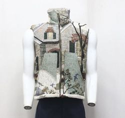 CR2082 Upcycled Tapestry Zip-Up Vest