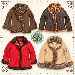 Vintage Afghan Fur-Trim Shearling Jackets :10pcs (..