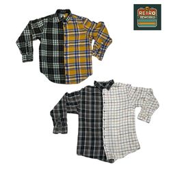 Upcycled Half-and-Half Plaid Shirt