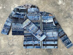 Upcycled Denim Jeans Belts Detailing Jacket