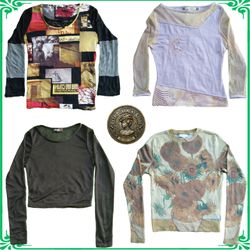 ✨ Vintage Y2K Mesh Tops & Sheer Blouses Bundle Lot..
