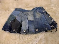Upcycled Denim Patchwork Mini Skirt