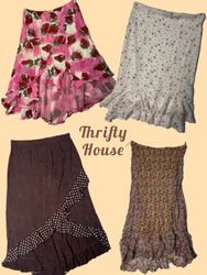 Y2K Vintage 90s Floral Ruffle Skirt Collection(TH/..