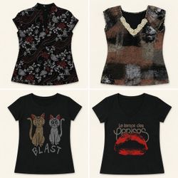 Y2k Black Graphic T-shirts