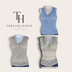 THB00021 Y2K Mesh Tank Top Blouse | Vintage 2000s ..