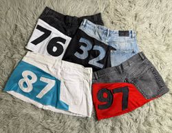 Upcycled Denim & Sports Mini Skirt