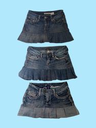 Y2k Denim Pleated Mini Skirts