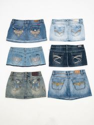 Oversize McBling Denim Skirt Lot | 6-Piece Vintage..
