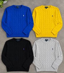 Branded Polo Cable Knit Sweaters