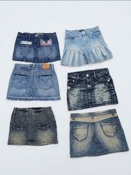 Retro Pleated & Embroidered Denim Skirt Lot
(VM-15..