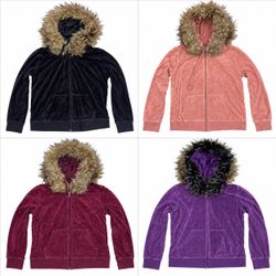 Y2K Upcycled Fur Hood Juicy Jacket