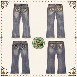Y2K Euro Girl Flare Bootcut Embroidered Jeans :10p..
