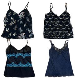 Y2K Lace And Sequin Cami Tops Mix