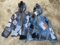 Upcycled Denim Patchwork Hoodie