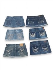 Y2K Embellished Denim Mini Skirts Bundle Vintage C..