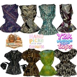 Y2K Vintage Style Tops paisley, floral, abstract