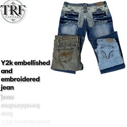 #159 y2k embroidered and embellished jeans