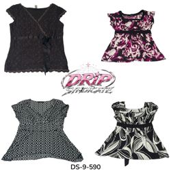 Trendy Y2K Short Sleeve Retro Poly Top (DS-9-590)