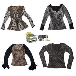 Express Printed Patterned V-Neck Blouses