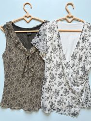 Women's Printed and Sheer Short Sleeve Blouses