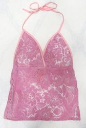 CR1969 UPCYCLED LACE HALTER TOP