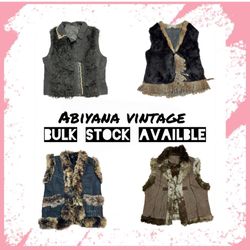 Y2K Afghan Fur Vests Bundle - Shaggy Faux Fur, Rab..