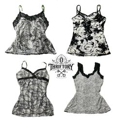 Y2K European Girl Printed Lace Trim Camisole Tops ..