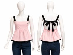 CR1920 UPCYCLED OPEN-BACK TIE PEPLUM TOP