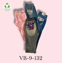 Y2K Vintage Embroidered Denim Capri Wholesale Bund..