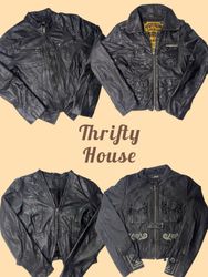 Y2K Black Leather Jackets(TH/831)