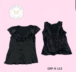 Y2K Poly kurze Ärmeln Blusen | Vintage Damen Poly ..