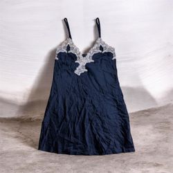 TH509 Y2K Vintage Silk Slip Dress Embroidered Femi..