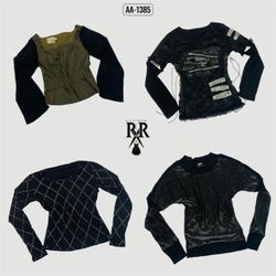 Y2k Black Rave Full Sleeve Tops (AA-1385)