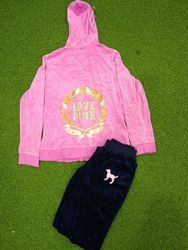 🔥Vintage PINK bebe Velour Hooded and Trousers✨