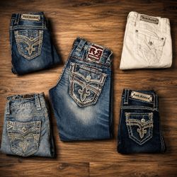 Rock Revival Vintage Y2K Jeans | Embroidered Flare..