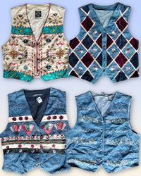Denim embroidery waistcoat 20 pieces