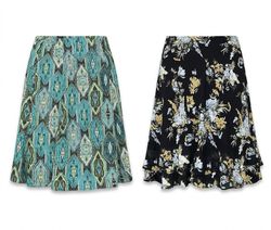 (FV-2571)  Teal & Blue Floral Skirt Mix | Retro Pr..